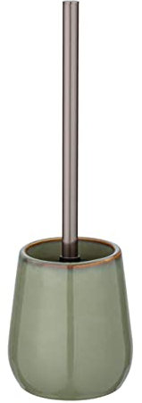 WENKO WC-Garnitur Mod. Sirmione, Bürstenhalter aus Keramik, geschlossene Standgarnitur inklusive Toilettenbürste aus robustem Kunststoff, Bürstenkopf auswechselbar, Ø 10,5 x 40 cm, Grün/Kupfer