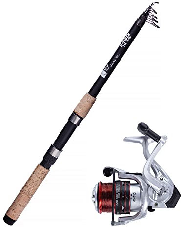 Zite Fishing Angelset Allround - Karpfen Aal Teleskoprute 270cm 30-80g +Angelrolle mit 2 Aluspulen mit Schnur Bespult, Optimales Angel Set, Angelzubehör Set Angelausrüstung Angel Sachen Angler Zubehör
