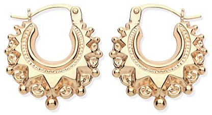 Old English Jewellers 9ct Yellow Gold & Sterling Silver Overlay Hoops - Gypsy Creole Earrings