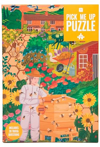 Talking Tables 1000 Piece Bee Puzzle for Adults with Matching Poster & Trivia Sheet | Beehive Garden Animal Jigsaw | Gifts for Her, Him, Yellow, PUZZ-PMU-BEEGARDEN, Puzzlebee