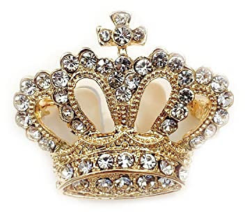 Krone Brosche,Krone Kristall Brosche,Brosche Damen, Gold Brosche, Hochzeitsfeier Brosche Pin Muttertag, Geschenk für Frau (crown gold)