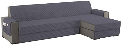 sevi's Sofabezug L Form 300cm Wasserdicht, Sofa überzug Ecksofa Reversibel Kratzfest Fleckenresistent - Sofa Cover für Katzen und Hunden - Dunkelgrau