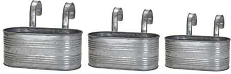 DARO DEKO Balkonkasten mit Henkel verzinkt - 3er Set - Balkonhänger Balkontopf