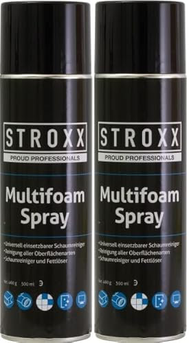 STROXX® 2x Multi-Schaumreiniger |500ml| Universalreiniger | Multi Clean | Spiegel | Glas | Kunststoff | Keramik | Stoffe etc. | harte und weiche Oberflächenarten | tiefenreinigend