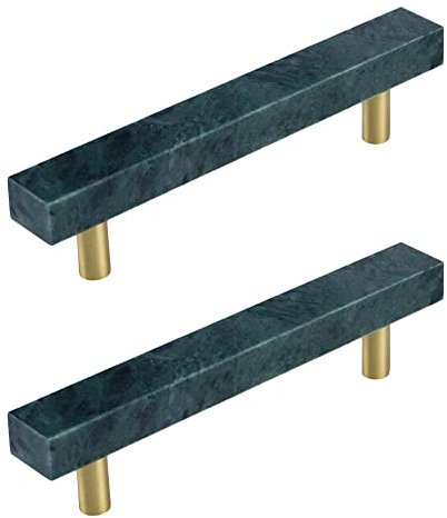 Pastlla 2 Stück Kristall-Schrankgriffe Messing Schublade Ziehgriff Küche Schrank Ziehen Möbelgriff Möbel Hardware für Schublade Kommode Kleiderschrank Marmor 96 mm
