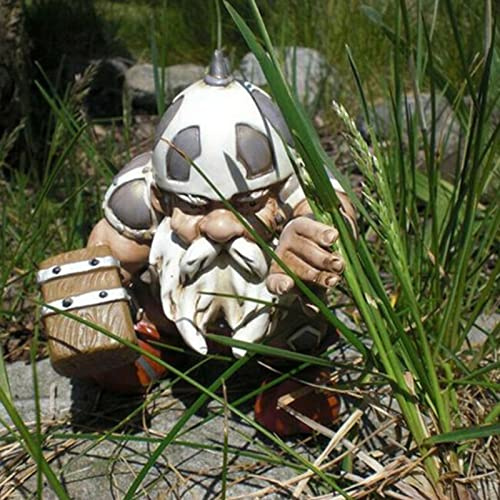 Tuzsocr Harz Wikinger Gnom Statue Wikinger Krieger Statue Garten Gnom Dekoration Indoor Outdoor Home Patio Dekoration Figur (A)