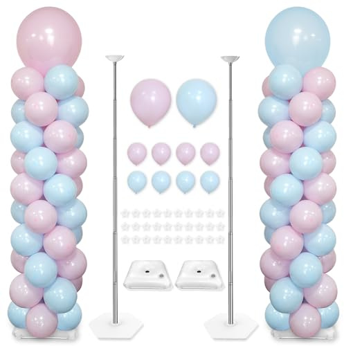 YALLOVE Support de Colonne de Ballons, Ensemble de 2 Supports de Ballons avec Ballons en Latex de 10 Pouces
