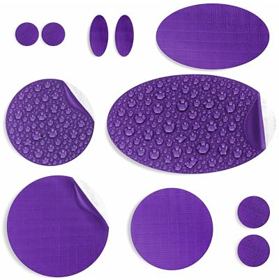 aZengear Repair Patches for Jackets, Tent, Shoe Toe, Air Mattress, Inflatables, PVC Gear - Waterproof, Self-Adhesive, Tear-Cold-Heat-Resistant, Down Puffer Coat (11 Pcs, Purple)