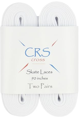 CRS Cross Figure Skate Laces. 2 Pair. White, Polyester, Stay Tight Skate Lace for Ice Skating, Figure and Roller Skates (108 Inch)