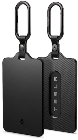 Spigen Schlüssel Karten Halter für Tesla Model Y (~2026 Juniper) Model 3 (~Highland 2025 2026) S X, 2 Stück Schlüsselanhänger, Schlüsselkartenhalter für alle Tesla Modelle - Carbon