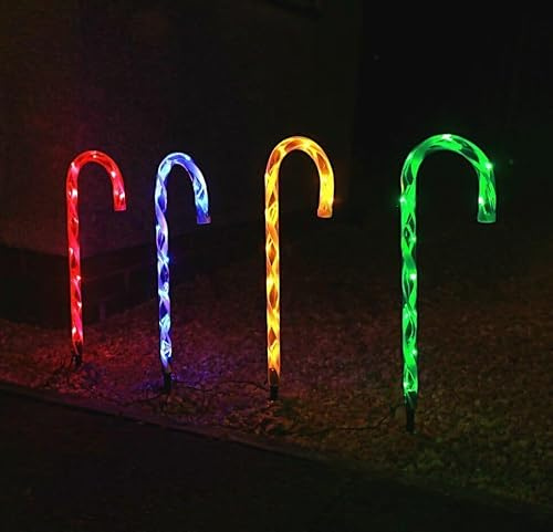 Garden Mile christmas lights outdoor 4pc Christmas candy cane lights outdoor Multi-coloured Christmas garden lights Christmas pathway lights outdoor christmas decorations for garden 4 candy canes