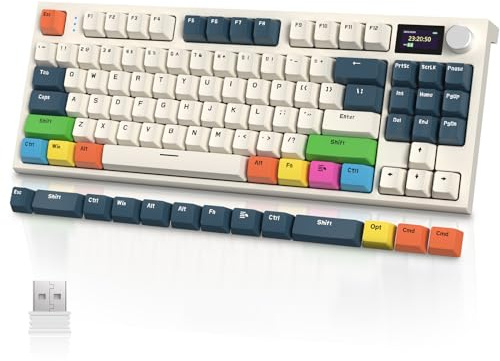 VGN GAMEPOWER x Attack Shark K86PRO Gasket Clavier Gamer Mecanique sans Fil, Apex Pro TKL Clavier de Jeu, 2.4G/Bluetooth/USB-C, Écran Couleur TFT, éclairage RVB, Hot Swappable Interrupteur Linéaires