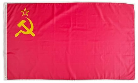 Drapeau URSS - 150 x 90 cm - Drapeau rouge communiste soviétique Russie 100 % polyester avec œillets en métal intégrés