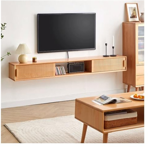 TV-Schrank Schwimmender TV-Ständer aus Holz, schwimmendes 59''/71'' Entertainment-Center, moderne schwebende Medienkonsole, wandmontierte TV-Konsole, schwebende TV-Konsole unter TV-Regal Fernsehschran