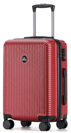 Blade Hartschalen Koffer groß - Trolley Leichter Reisekoffer Handgepäck aus ABS mit TSA Schloss - 4 Spinnräder Koffer - Rollkoffer (Wine Rot-L)