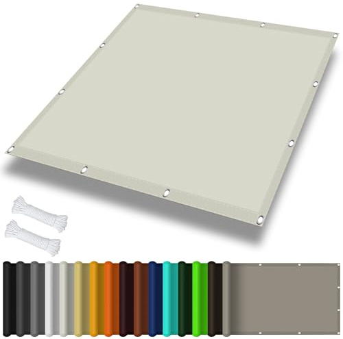 Tenda a Vela Parasole Rettangolare 1 x 5 m Impermeabile, Rettangolare Vela Ombreggiante Parasole con Occhielli 185gGSM Oxford per Giardino Esterno terrazza, Avorio