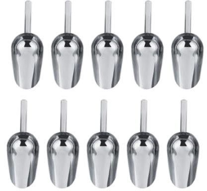 10 pièces Pinces à Glace, Pelle à Glace cuillère à Bonbons Pinces à Glace et cuillères en Acier Inoxydable Pinces cuillères à Bonbons pour cuillère de Service de Buffet de Bonbons (10 * Pelle)