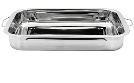 Stolmet Silver Lasagna Baking Tray, 25cm x 40cm, 5cm Deep, Stainless Steel