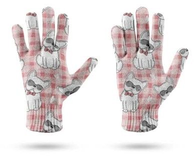 Belachick Gloves Mittens Handschuhe Winter Warm Herren Damen Gestrickte Frauen Winter Handschuhe Lustiger Welpe Bunte Niedliche Fünf-Finger-Handschuhe Weiche Einheitsgröße Stil8