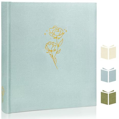 Kuword Álbum de fotos para personalizar, álbum de fotos de 30 x 30 cm, para 500 fotos, álbum de fotos grande, 100 páginas, color azul bebé, regalo de boda, álbum de recortes, álbum familiar