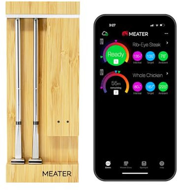MEATER Pro Duo: WiFi Smart Meat Thermometer | 550°C High Heat Resistance | Long Range | Dual Probes | Six Sensors | BBQ, Oven, Grill, Smoker, Air Fryer, Deep Fryer | iOS & Android App