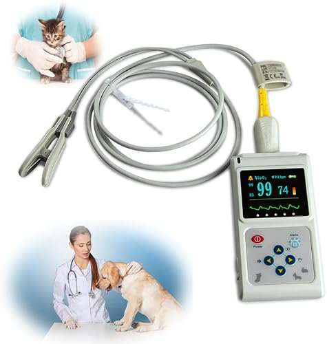 Oxymètre de pouls vétérinaire portable, capteur SPO2 oreille/langue, moniteur de fréquence cardiaque pour animaux avec sonde et câble USB, pour chien, chat, animaux domestiques