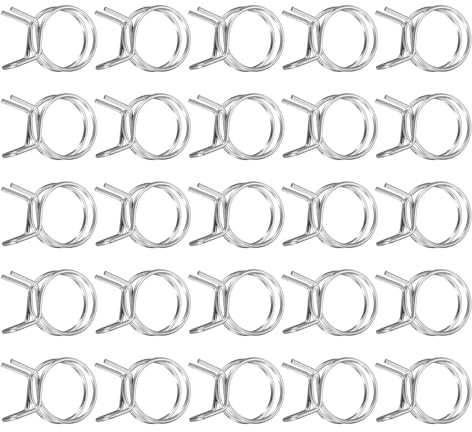 QUARKZMAN 25Pcs 20mm/0.79inch Double Fil Collier de Serrage à Ressort | Collier Réglable en Acier Inoxydable Pour Tuyau de Carburant Tuyau en Silicone, Diamètre Intérieur