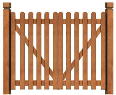Elegant Teak Wood Courtyard Garden Gate Double Opening Wooden Gate with Arch Frame Brown B 117x100cm
