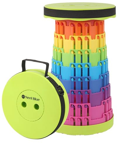 Trimming Shop Portable Folding Stool Lightweight Rainbow Green Retractable Telescopic Collapsible Stool for Camping Fishing Hiking BBQ Outdoors Indoors Kitchen with 200KG Load Capacity