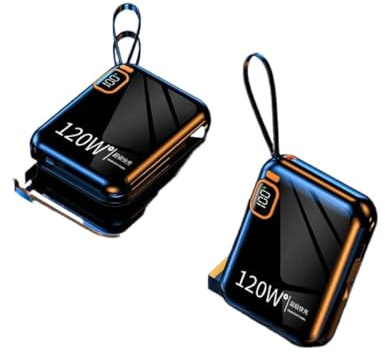 50000 mAh 120 W Capacità portatile Power Bank View Caricatore a due vie Compatibile con smartphone e dispositivi 2024(Black 50000mAh)