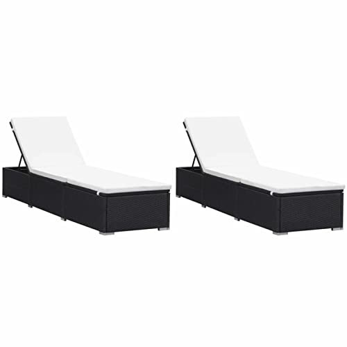 Xichuzi Sonnenliegen mit Auflage 2 STK. Poly Rattan Schwarz, Gartenliege, Liegestuhl, Sonnenstuhl, Sonneninsel Outdoor, Liegen, Gartenmöbel, Bäderliege, Relaxliege - 277088