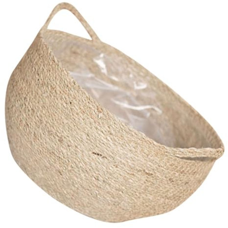 TOYANDONA Panier De Rangement à Corde Fait à La Main Panier Porte-Fleurs Panier en Osier Tissé Corbeille Panier à Plantes en Osier Pendaison Corde d'herbe De Mer Light Grey