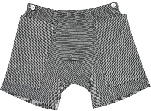 Porte-sac de cathéter pour homme avec élastique gris foncé rayé pantalon urinaire avec 2 poches et bouton de fixation en polyester, sans sac à urine, taille XL