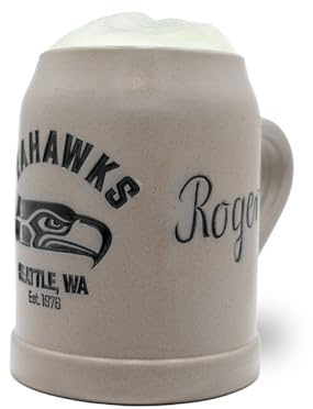 Bavariashop | ®NFL PREMIUM Team-Krug Seattle Seahawks mit Gravur | NFL Fankrug mit Team Logo | American Football Sammlerkrug personalisiert | 0,5 Liter