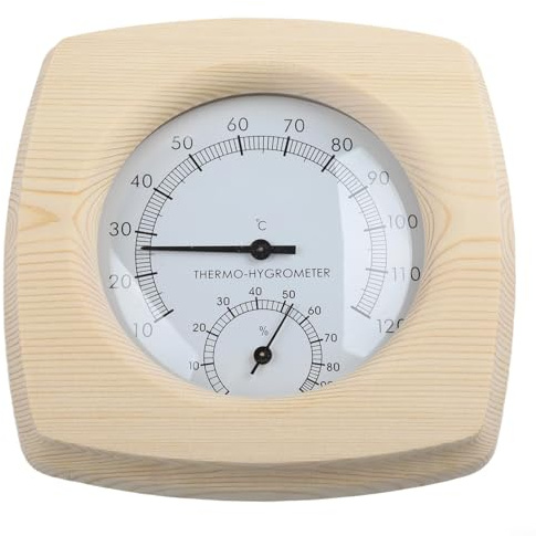 BlissfulAbode Wooden Sauna Thermometer Hygrometer Temperature Humidity Meter For Steam Room Bathroom Heat Resistant Environmental Monitoring Indoor Climate Control Measuring Tool