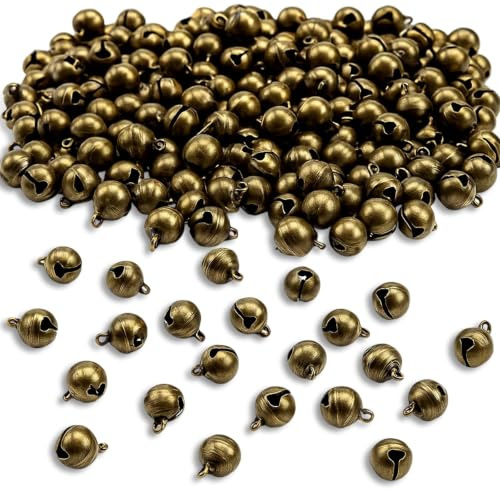 200 Glöckchen zum Basteln, 6 mm Bronze Glöckchen, Jingle Bells für Hundetöpfchentraining, Deko für Haus und Garten, Windspiel und Geschenkanhänger