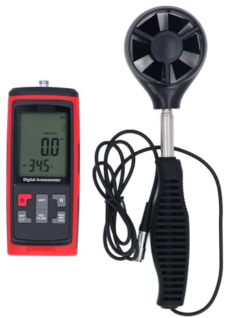 Fockety Wind Speed Meter, LCD Backlight Air Velocity CFM Handheld Anemometer with Split Expandable Wind Sensor, Digital Speed Temperature for HVAC Outdoor Sailing