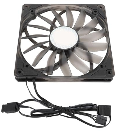 SENECESLI 140 Mm ARGB PWM Fan, 12 -v Hydraulic Camp Thin Computer Case Fan Speed 300–1100 Rpm for Office (Black)