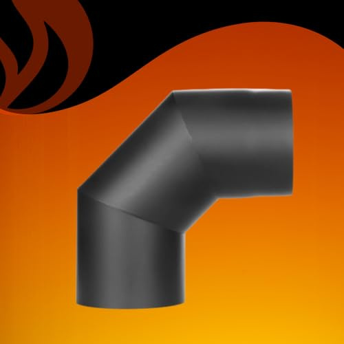 JimmiOne | Ofenrohr Bogen 90° Grad, schwarz, hitzefest, 120-200 mm Durchmesser Ø, 2,0 mm Wandstärke, Winkel, Rohrbogen, Stahl, für Holzofen, Rauchrohr, CE zertifiziert, 25 Jahre Garantie (180 Ø)