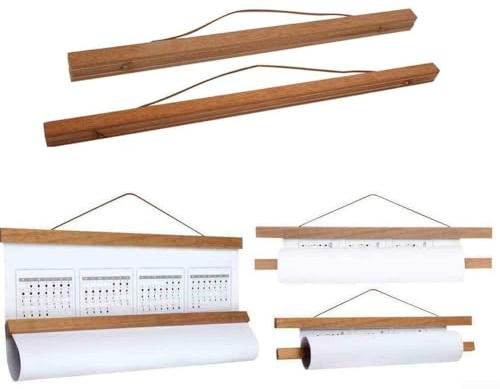Set di cornici da parete in legno di noce fai da te con gancio magnetico per poster, 4 strisce di legno con pergamena e clip magnetiche per poster, foto, mappe e opere d'arte (51 cm)