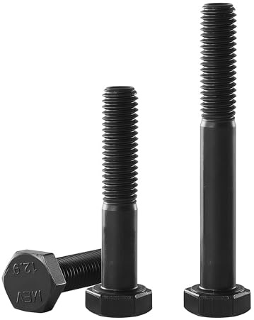 YIIFLY Vis hexagonale M12 × 70 mm, vis de machine à six pans extérieurs M12 × 1,75, acier allié classe de résistance 12,9, DIN 931, oxydation noire, filetage partiel, 6 pièces