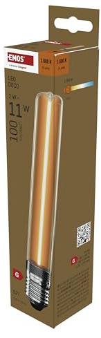 EMOS - Edison LED-Lampe Vintage DECO, 2W Ersatz für 11W Glühbirne, E27 Sockel - T30 Form, Helligkeit 100 lm, Warmweiß 1800 K - 25000 h Lebensdauer, Abstrahlwinkel 330° - Bernstein-Farbe
