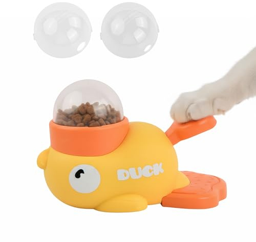 Culinavog Dispensador de Alimentos para Mascotas, Comedero con Forma de Pato con 3 Tamaños de Orificios de Dispensación, Perros de Alimentación Lenta 2 en 1 para Gatos, Perros, Mascotas, Interacción