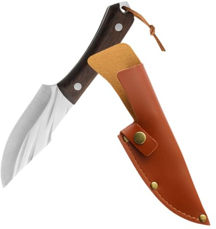 SAFIGLE Cuchillo Carnicero Inoxidable Profesional con Funda Portátil Cortador Multipropósito para Carne Verduras y Fiambres Apto para Camping y Cocina