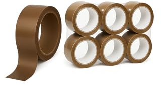 NOCEL Cinta adhesiva para embalar marrón. Cinta de Embalaje para Cajas de Cartón, envíos y mudanzas, 66m x48mm. Cinta embalar multiusos. Cinta adhesiva marrón polipropileno. (6, Grande)
