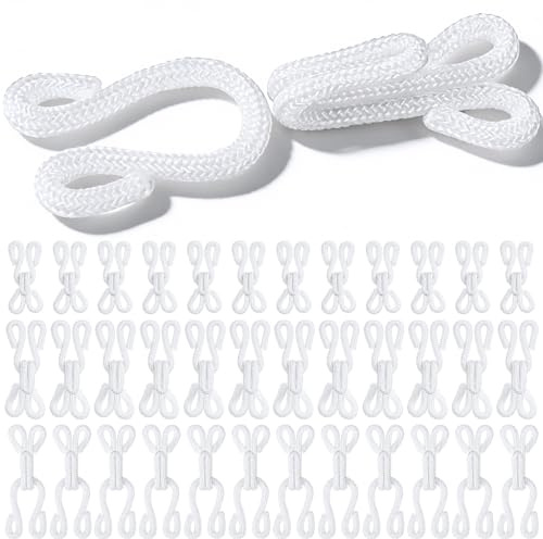 Ouligay 36 Pairs Sewing Hooks and Eyes Closure for Bra and Clothing, 2/3/3.5cm Bra Hooks Replacement, White Hook and Eye Closures for Clothing Replacement Trousers Skirts