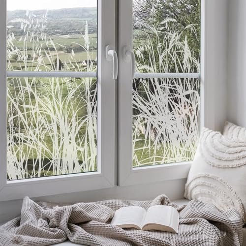 ChicSkin Lámina para ventana grabada botánica moderna, sombra de flores silvestres, lámina de vidrio esmerilado, engrosada por ambos lados, adecuada para sala de estar, dormitorio, lámina estática