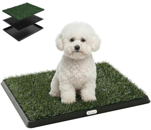 PawHut Lettiera per Cani con Prato Sintetico con Vassoio 63 x 50.5 cm Verde