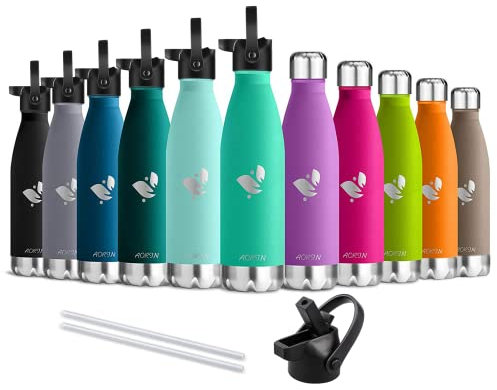 AORIN Doppia Bottiglia per Vuoto in Acciaio Inossidabile, processo di verniciatura a Polvere, Resistente ai Graffi, Facile da Pulire.(Emerald Green-750ml)