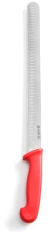 HENDI Schinken- und Lachsmesser, Küchenmesser, Messer, HACCP, Geschirrspülmaschinengeeignet, für rohes Fleisch, Klingte: 350mm, Länge 490mm, Edelstahl, Polypropylen, rot